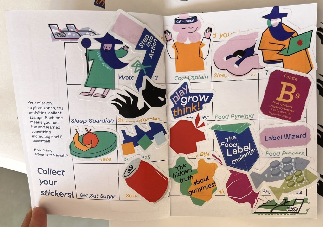 Workbook illustration with stickers